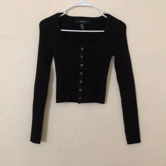 Forever 21 black button up sweater - Picture 2 of 3